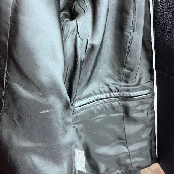 Talk of The Walk Black Leather Jacket M Beaded Luxe Glam Preppy Old Money Y2K - Picture 6 of 8